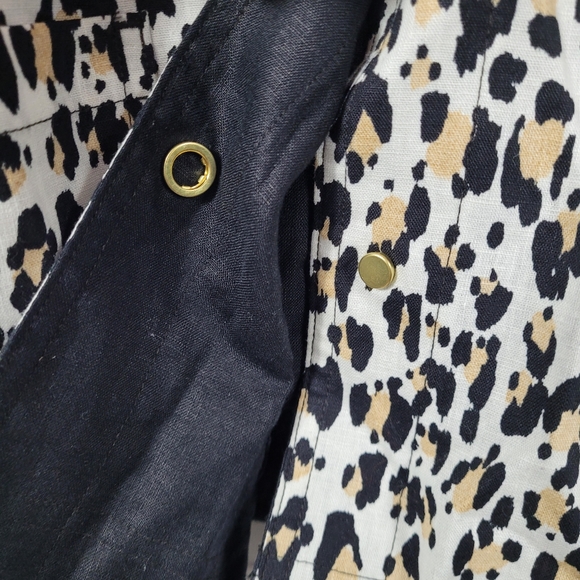Chico's Leopard Print Long Sleeve Gold Snap Down Jacket - Picture 4 of 7